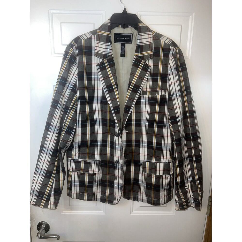 Hawkings & McGill Blazer Jacket Men’s Large Button Up Shirt Plaid Checker Cotton